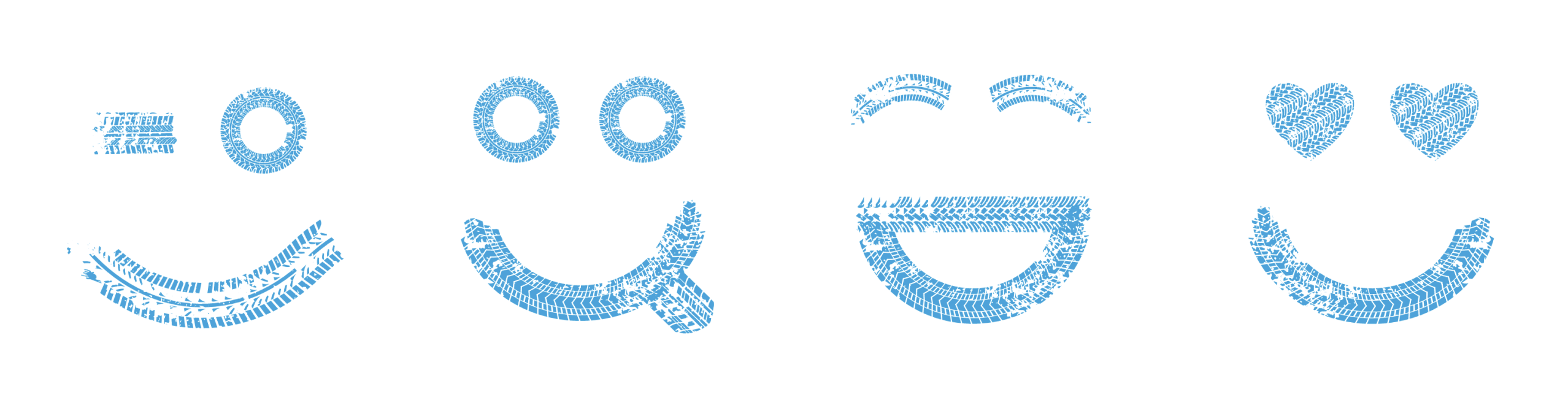 We Fix Cars smileys met bandafdrukken