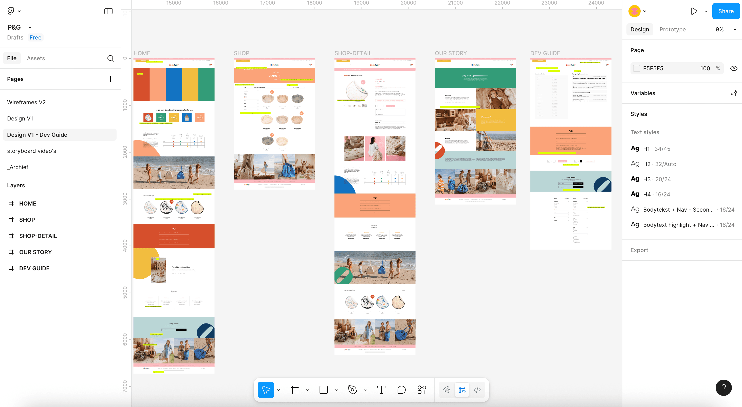 play&go site wireframes