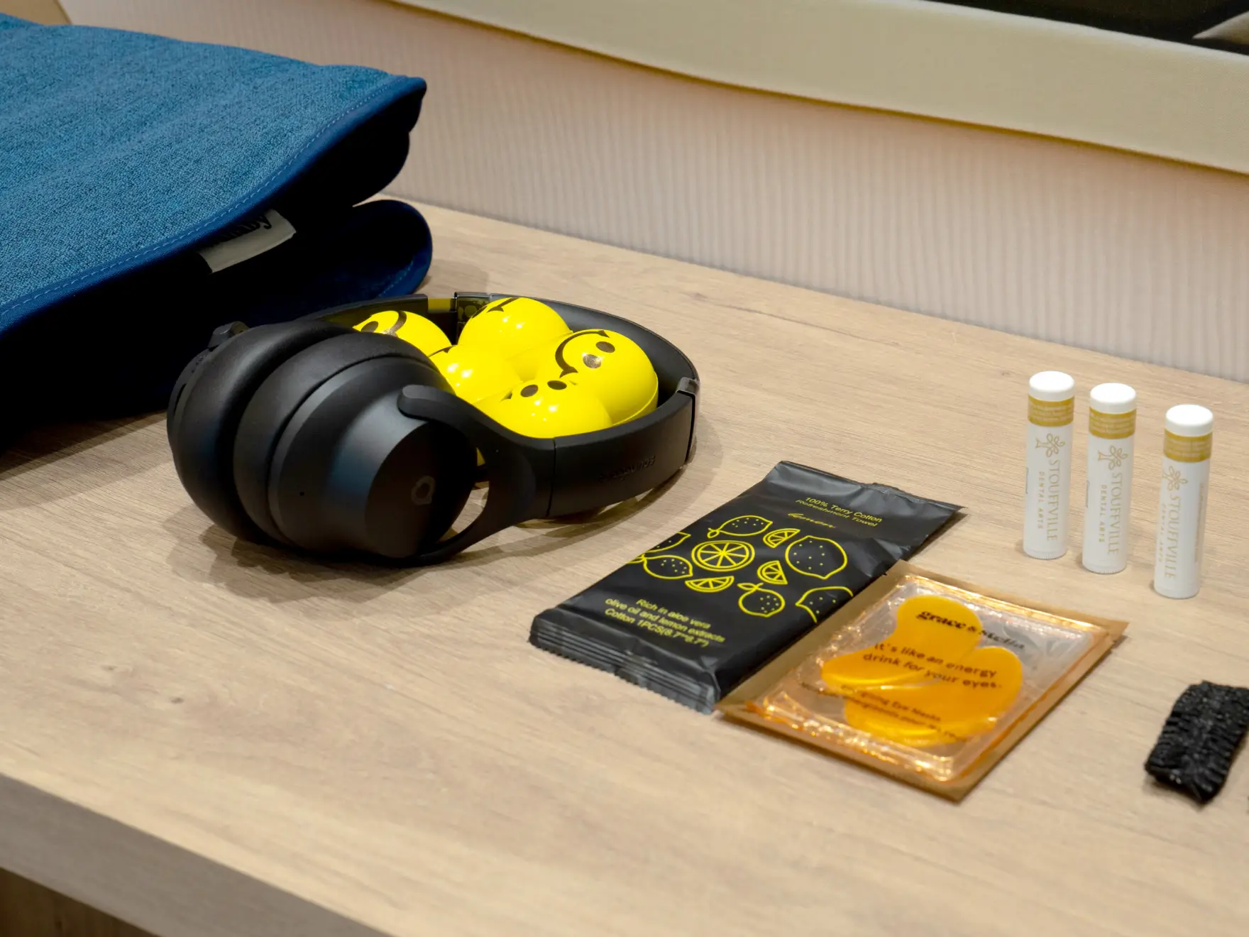 Comfort menu: blankets, headphones, stress balls, eye-patches, lip balm - Stouffville Dental Arts