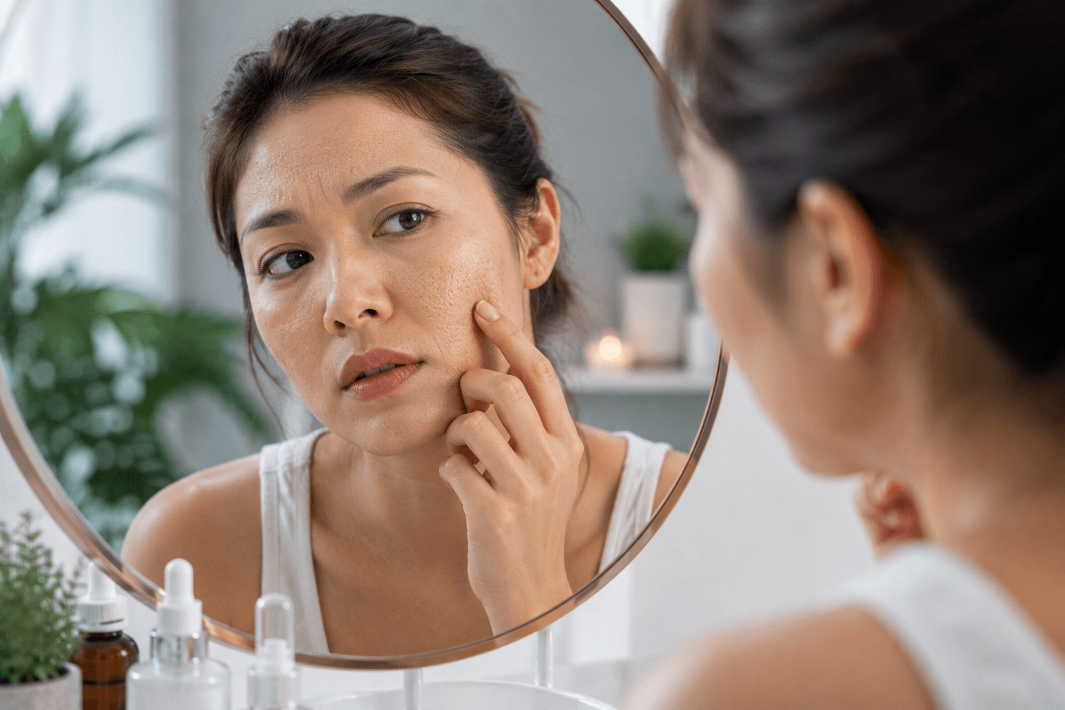 SkinPen microneedling treatment being performed on a patient's cheek in Reston Virginia