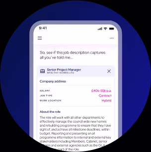 Mobile screen showing UX designer Jordan Blake's profile with contact and bio details on a white background.