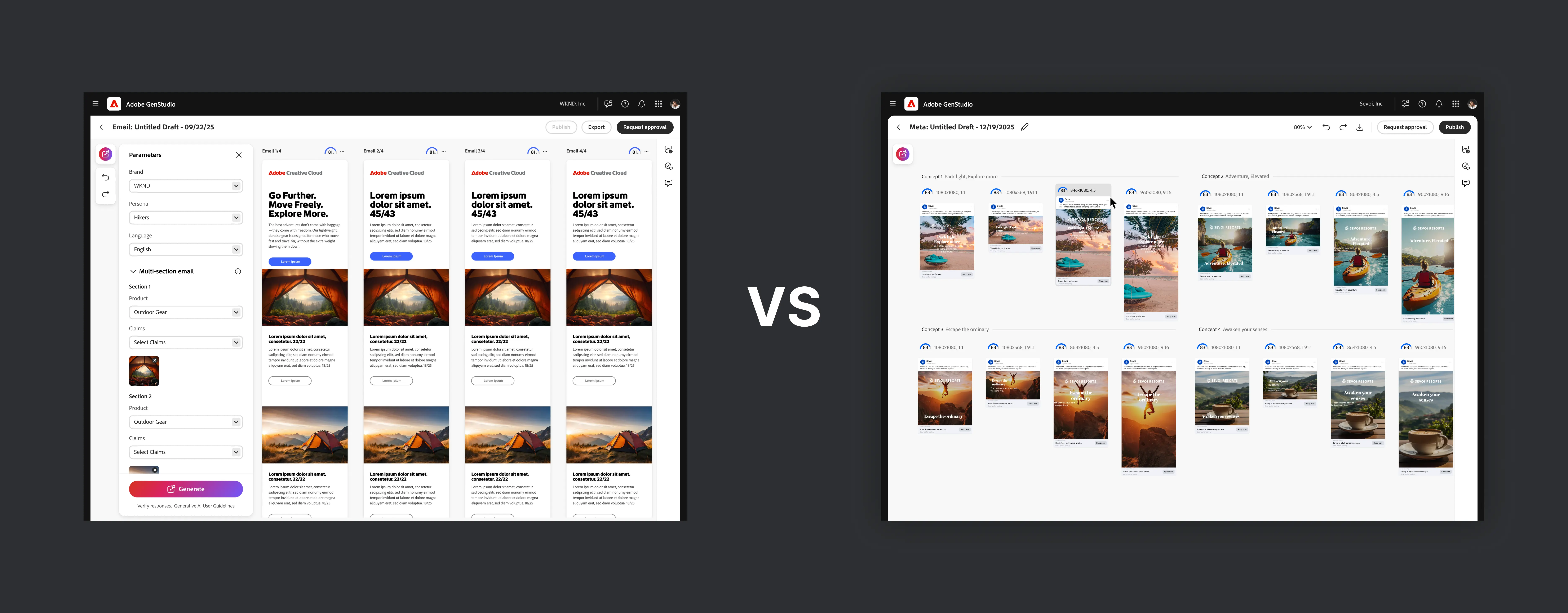 Workshop Designer — 3-panel builder interface