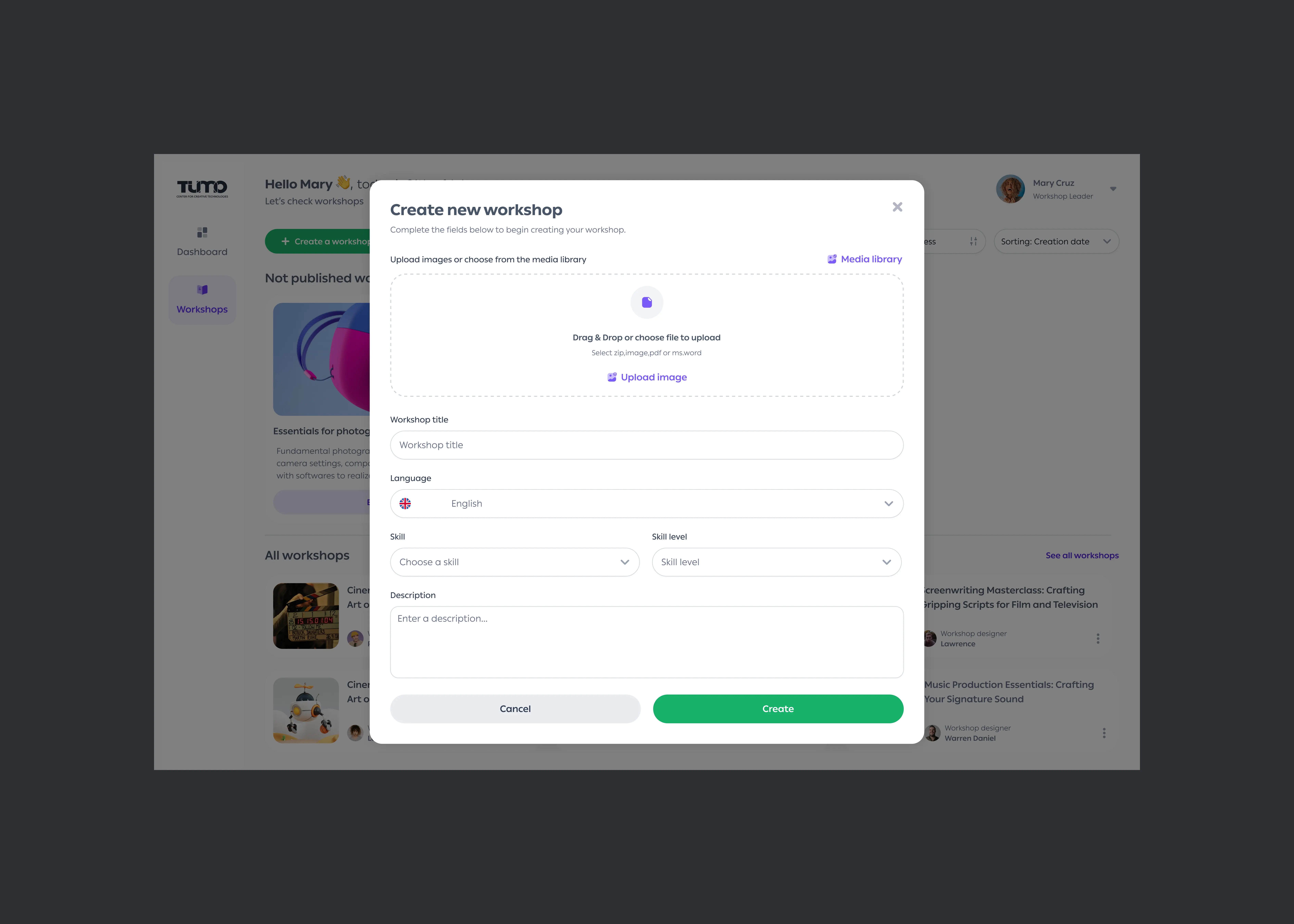 Workshop Designer — Workshop Creation