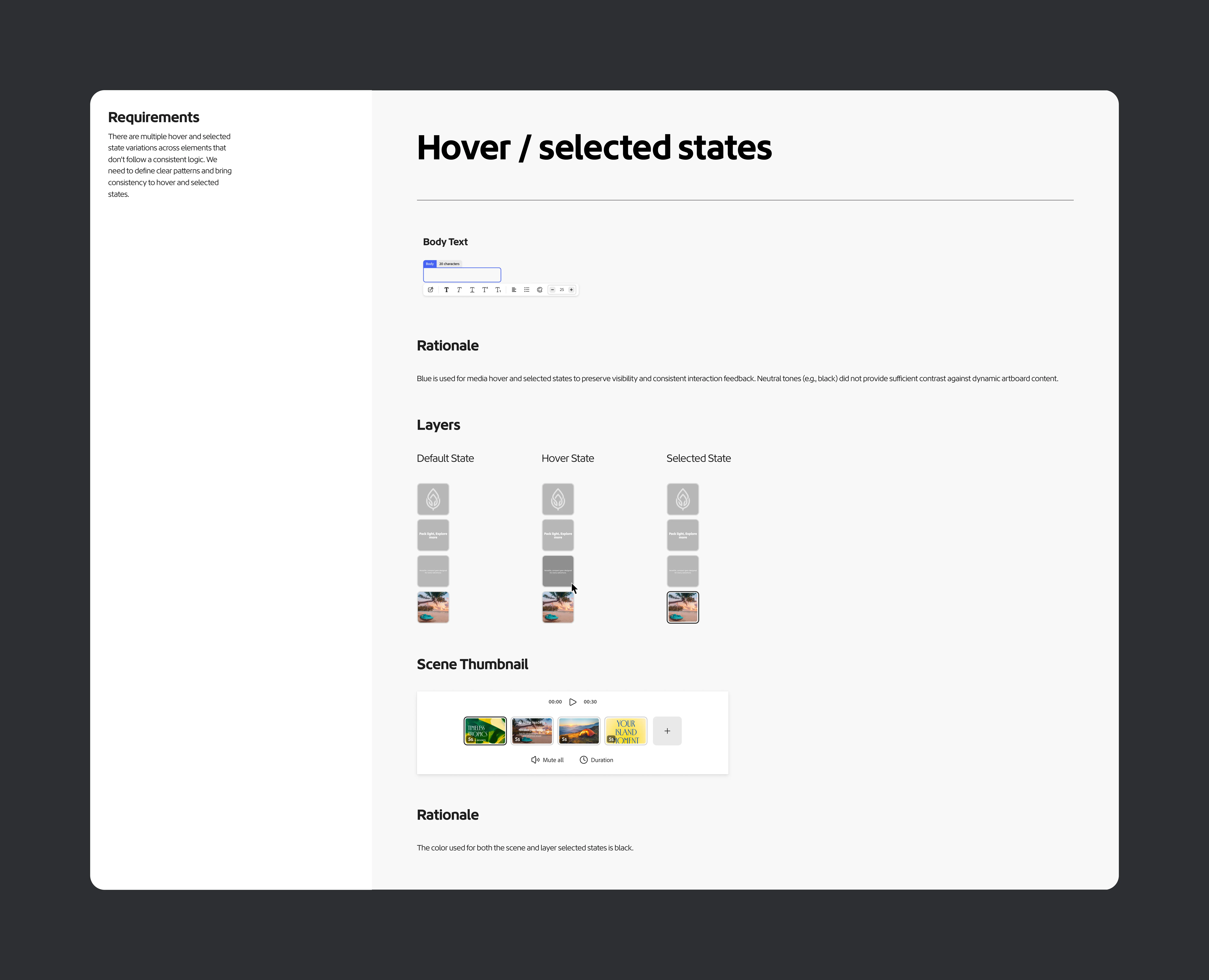 Undo experience flowHover selected states - Layers