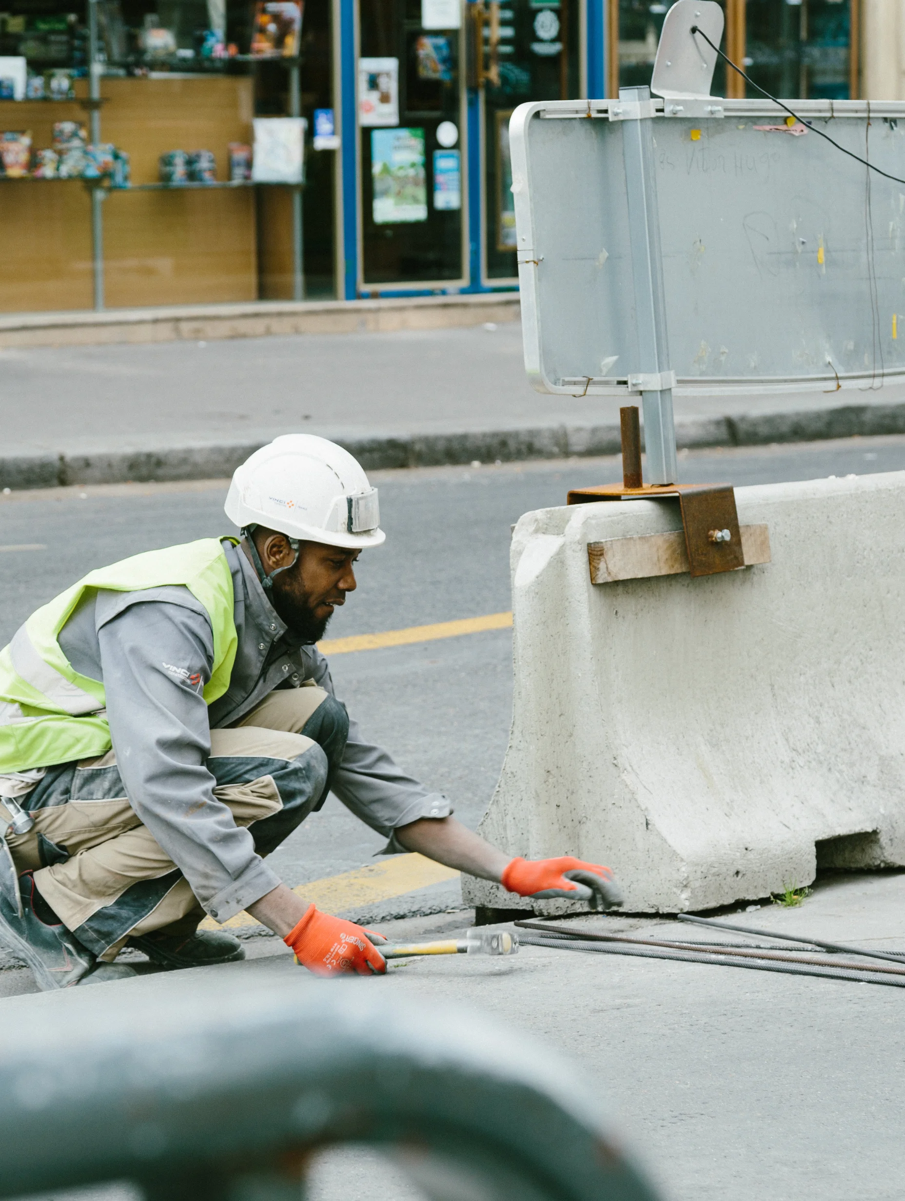 Public worker working on a street