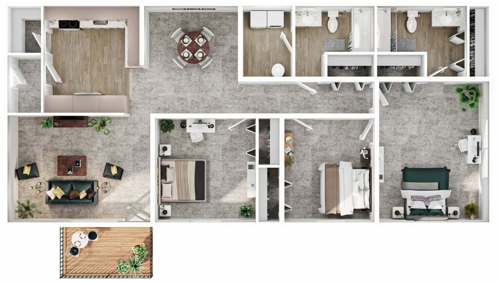 3x2 condo floor plan image