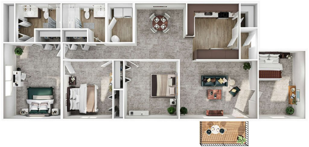 4x2 condo floor plan image