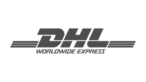 DHL Worldwide Express logo in grayscale.