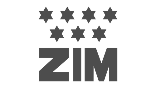ZIM Shipping logo with stars in grayscale.