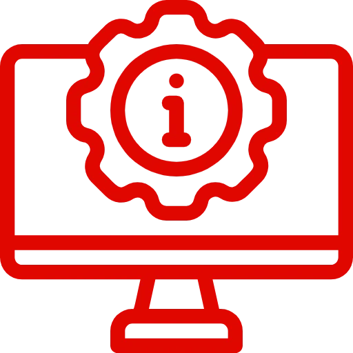 Red icon of customs officer with checklist, representing efficient customs management.