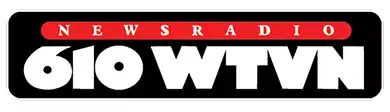 610 WTVN news radio logo with white text on black background and red banner.