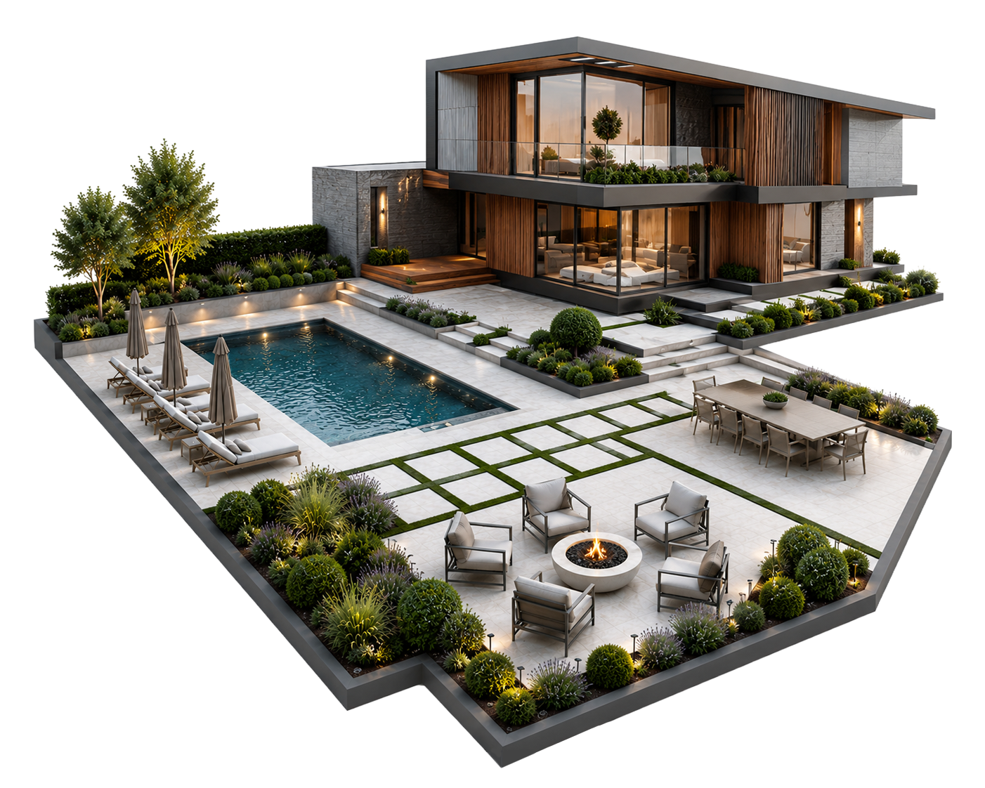luxury landscaping render