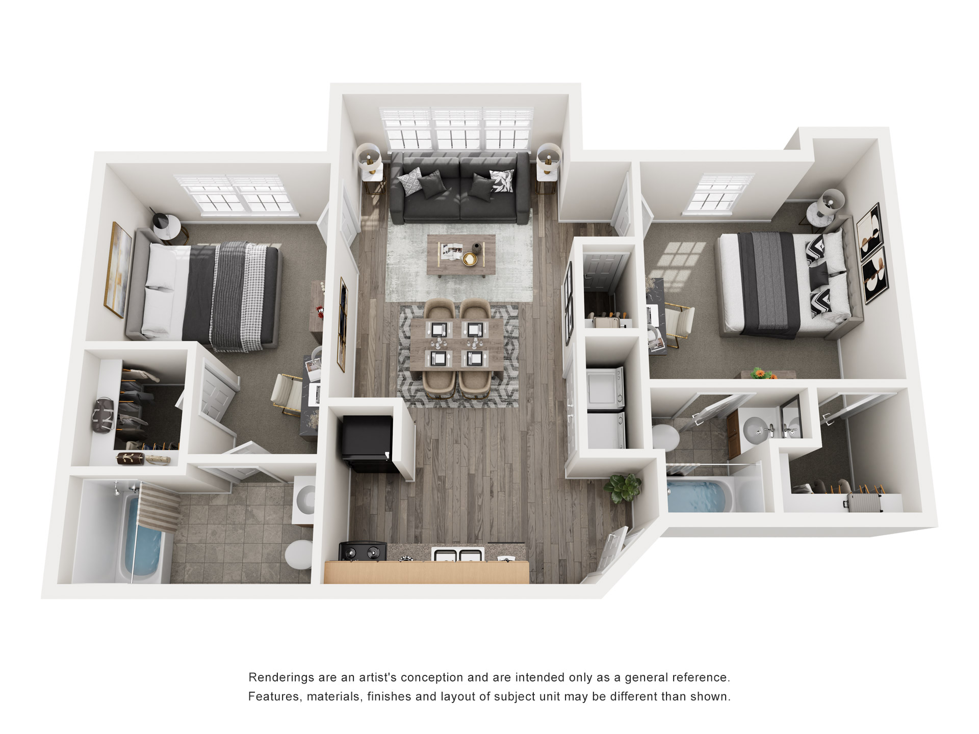 2 bed 2 bath floor plan layout