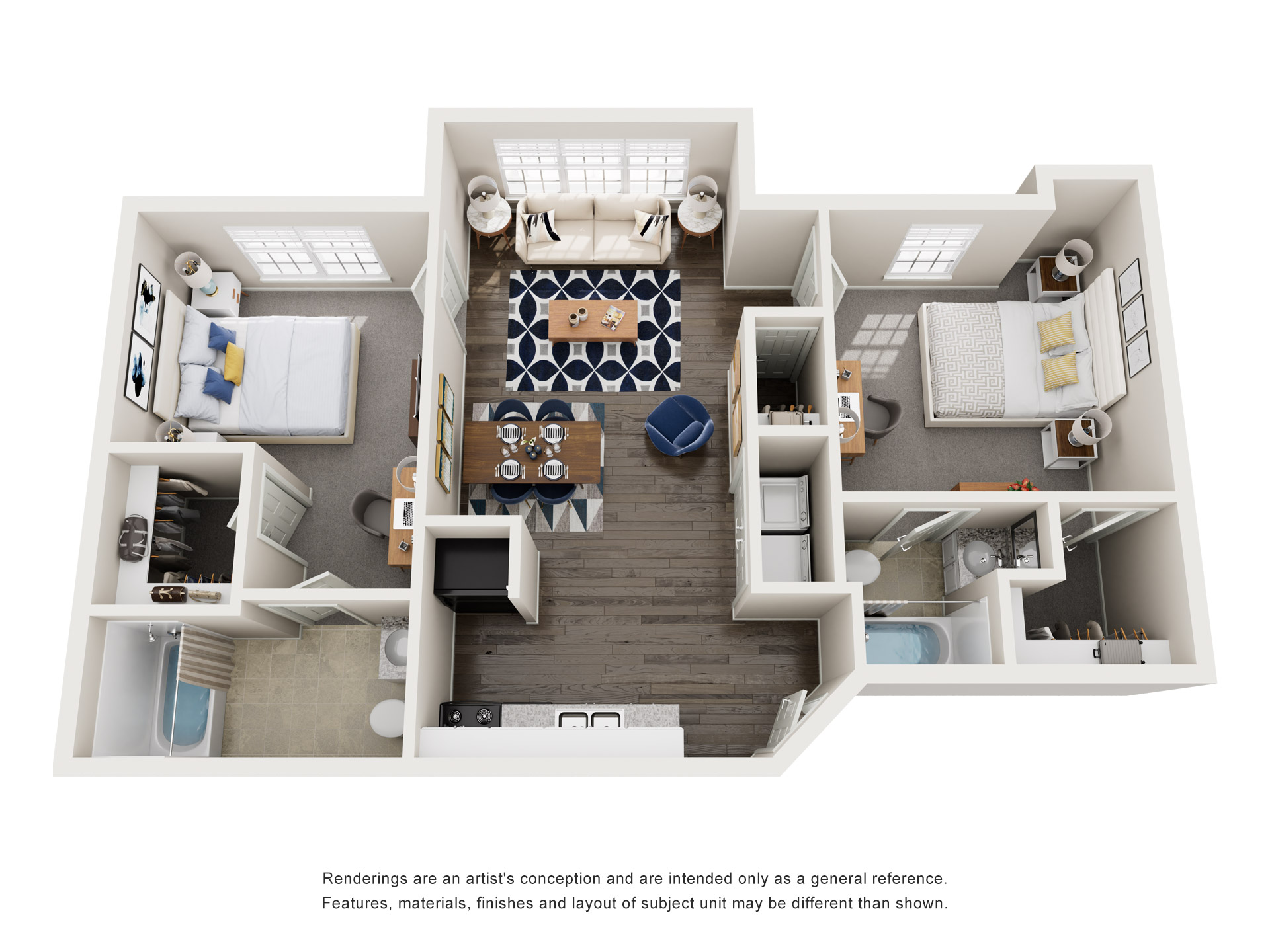 2 bed 2 bath floor plan layout