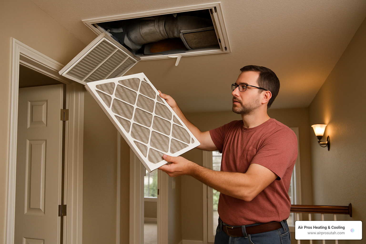 Homeowner checking and replacing an air conditioner filter - air conditioner repair salt lake city