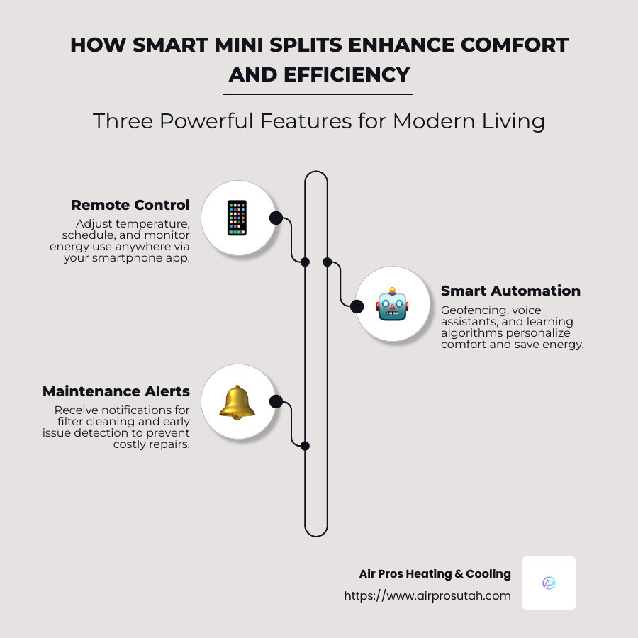 Smartphone app showing energy usage graphs and temperature controls for a ductless mini split system - ductless mini split systems infographic infographic-line-3-steps-neat_beige
