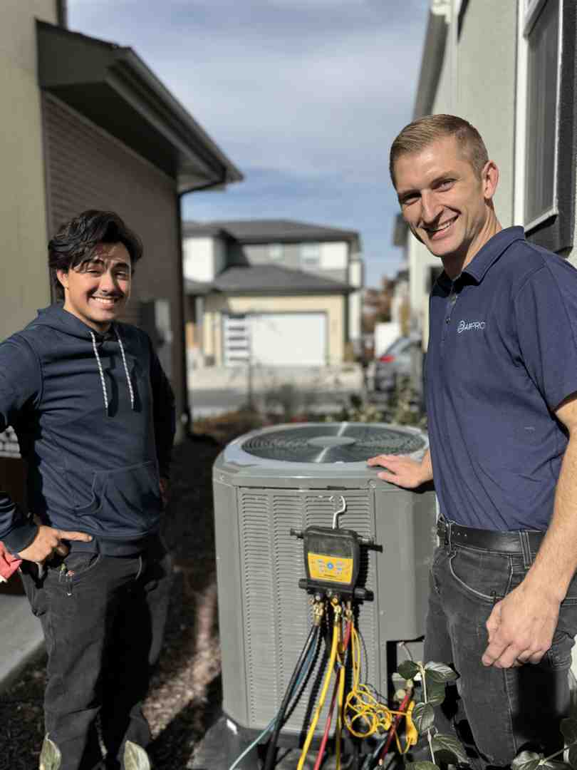 homeowner installing mini split line set with pre-charged refrigerant lines - ductless mini split systems