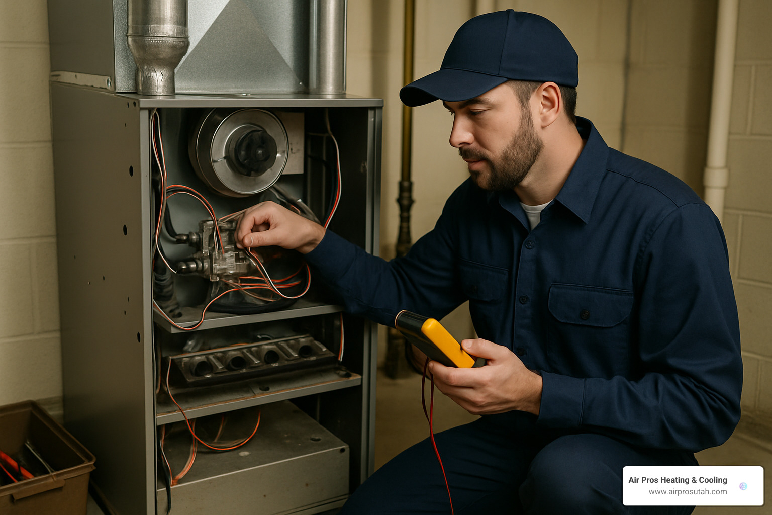 HVAC technician performing professional furnace inspection - Gas furnace maintenance tips