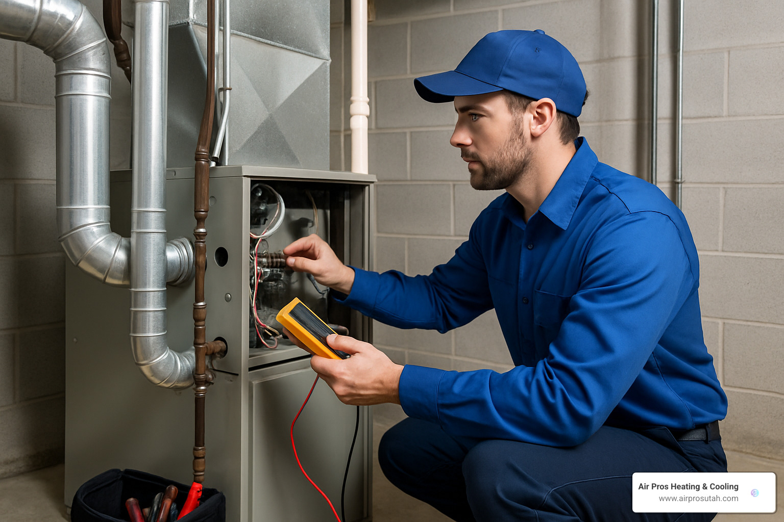 HVAC technician checking furnace installation - Furnace installation Salt Lake City