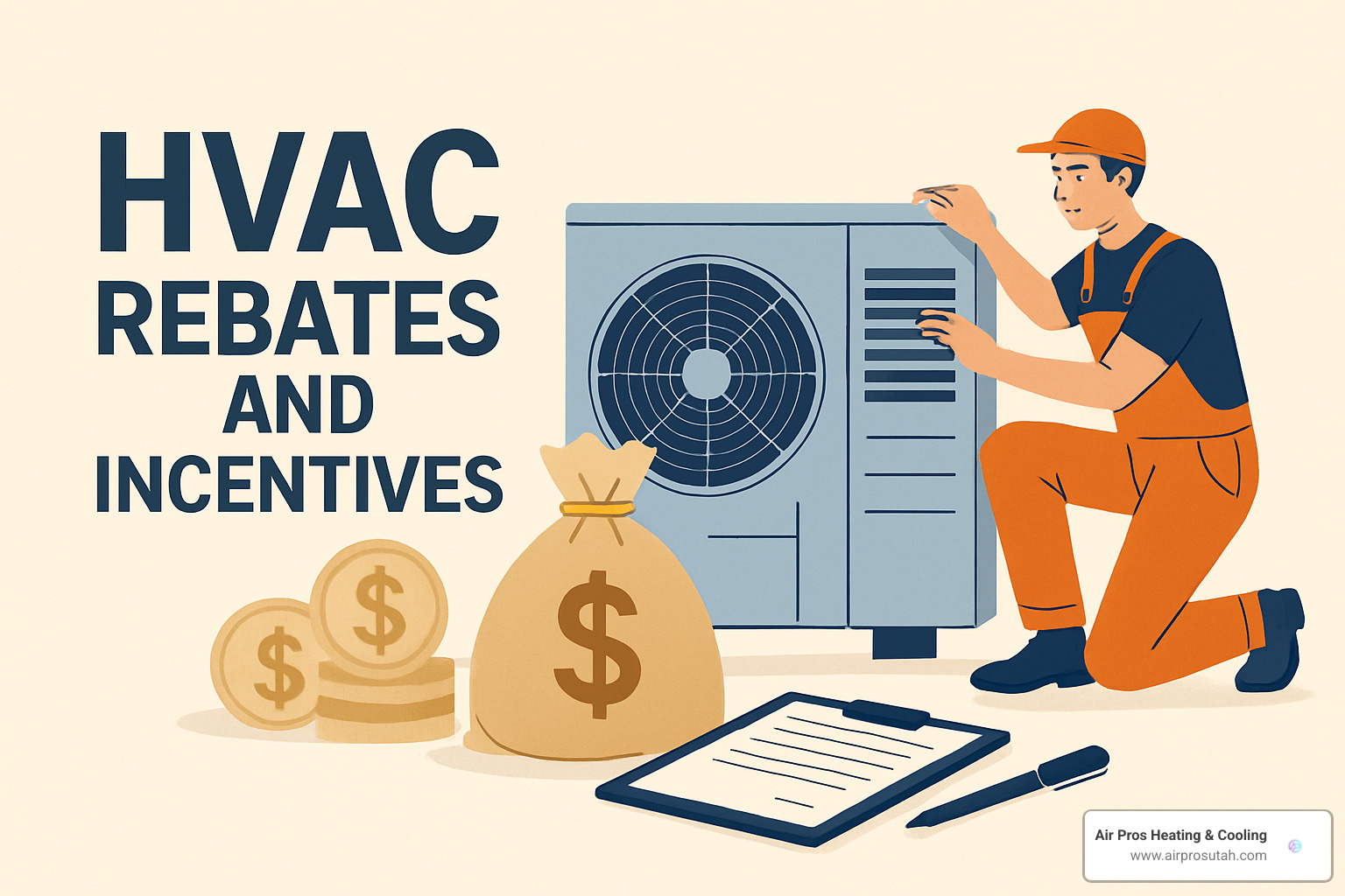 Homeowner filling out rebate forms with HVAC contractor assistance - HVAC rebates and incentives