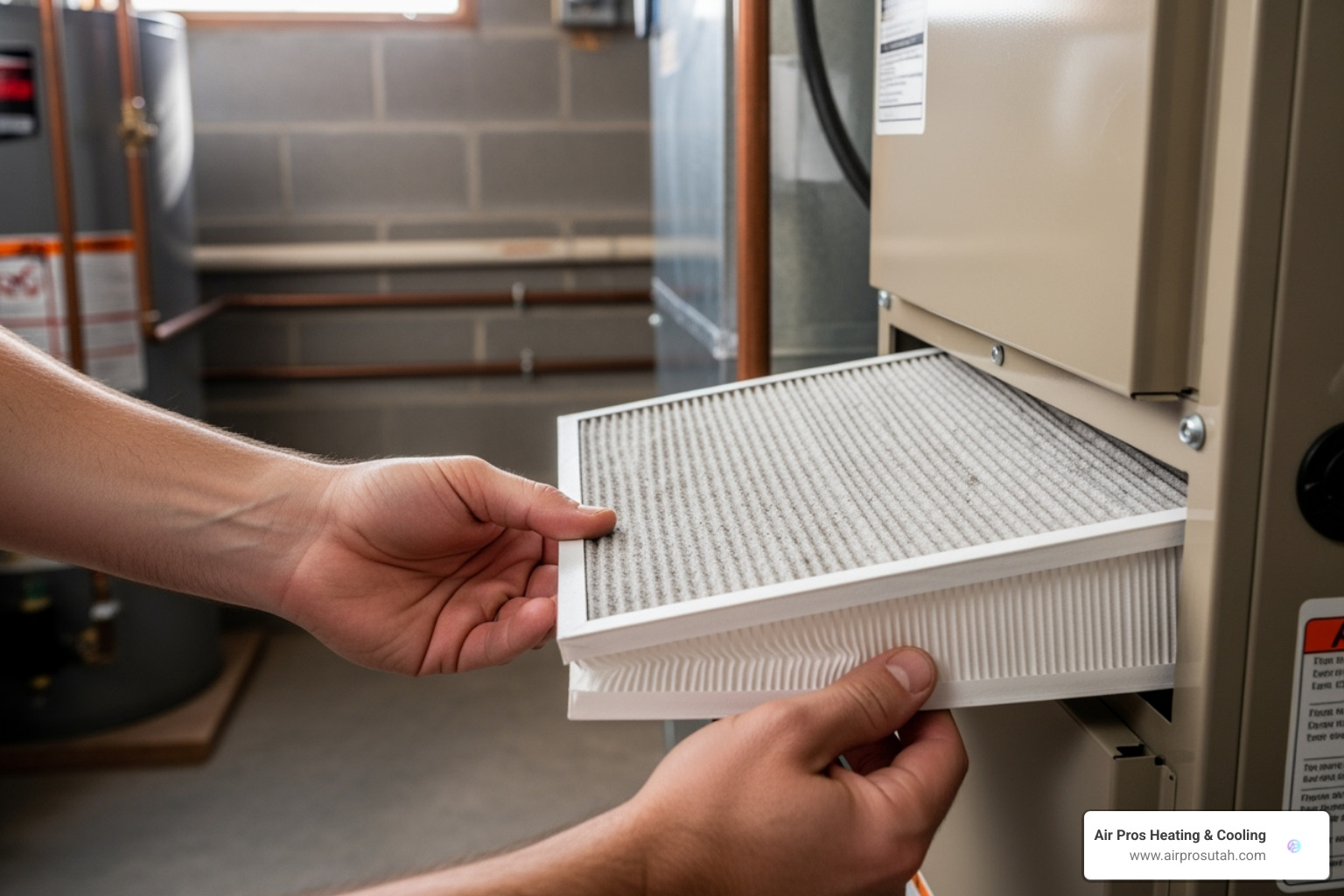 a homeowner changing an air filter - home air conditioner