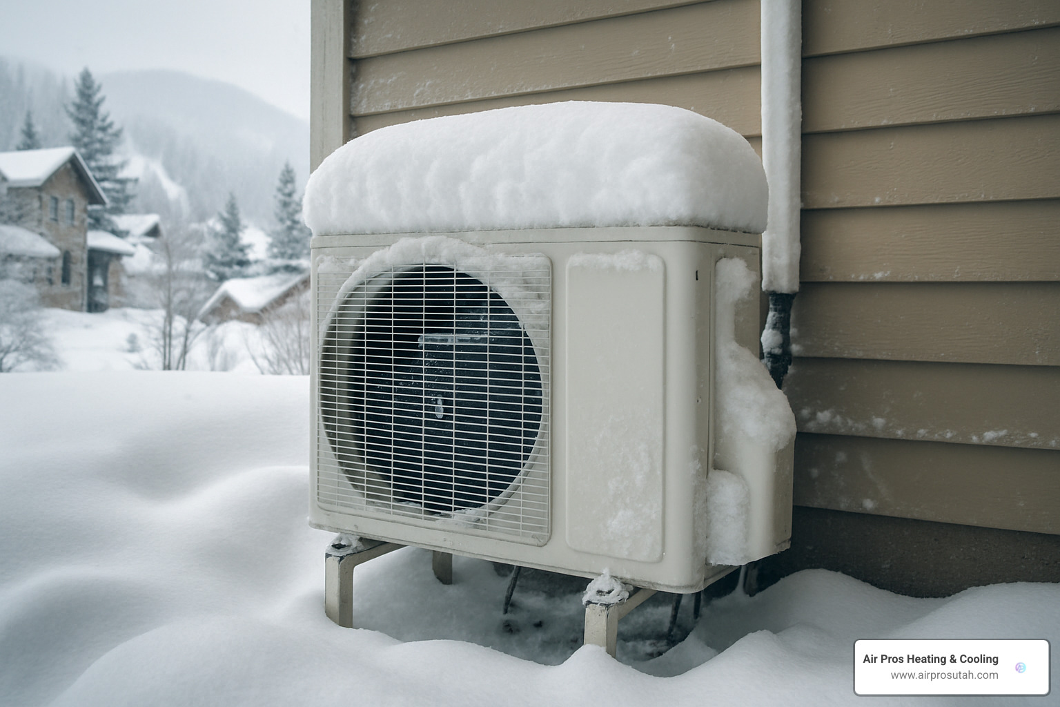snow-covered outdoor heat pump unit - disadvantages of mini split systems