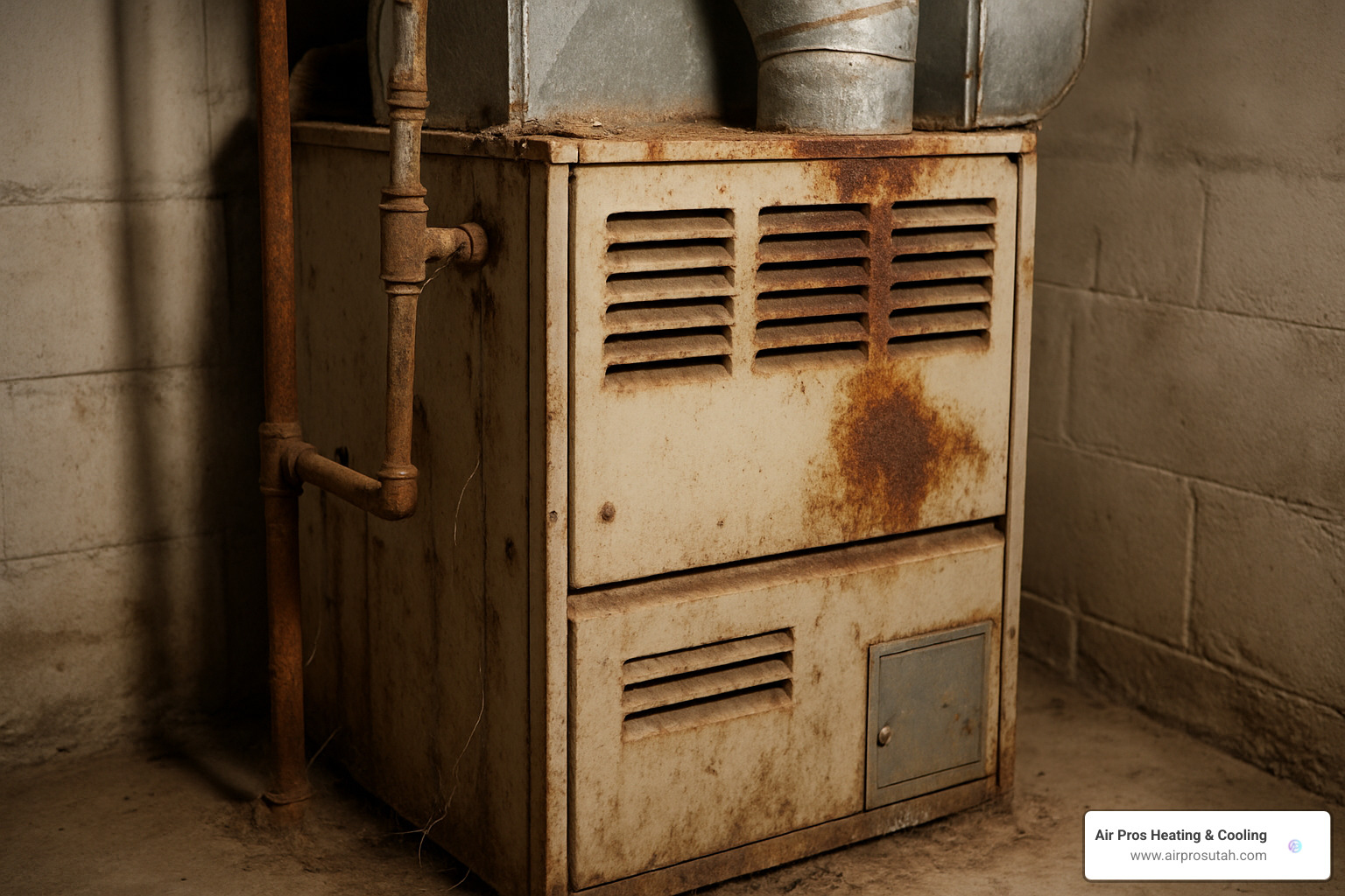 aging furnace with visible wear and tear - furnace replacement draper ut