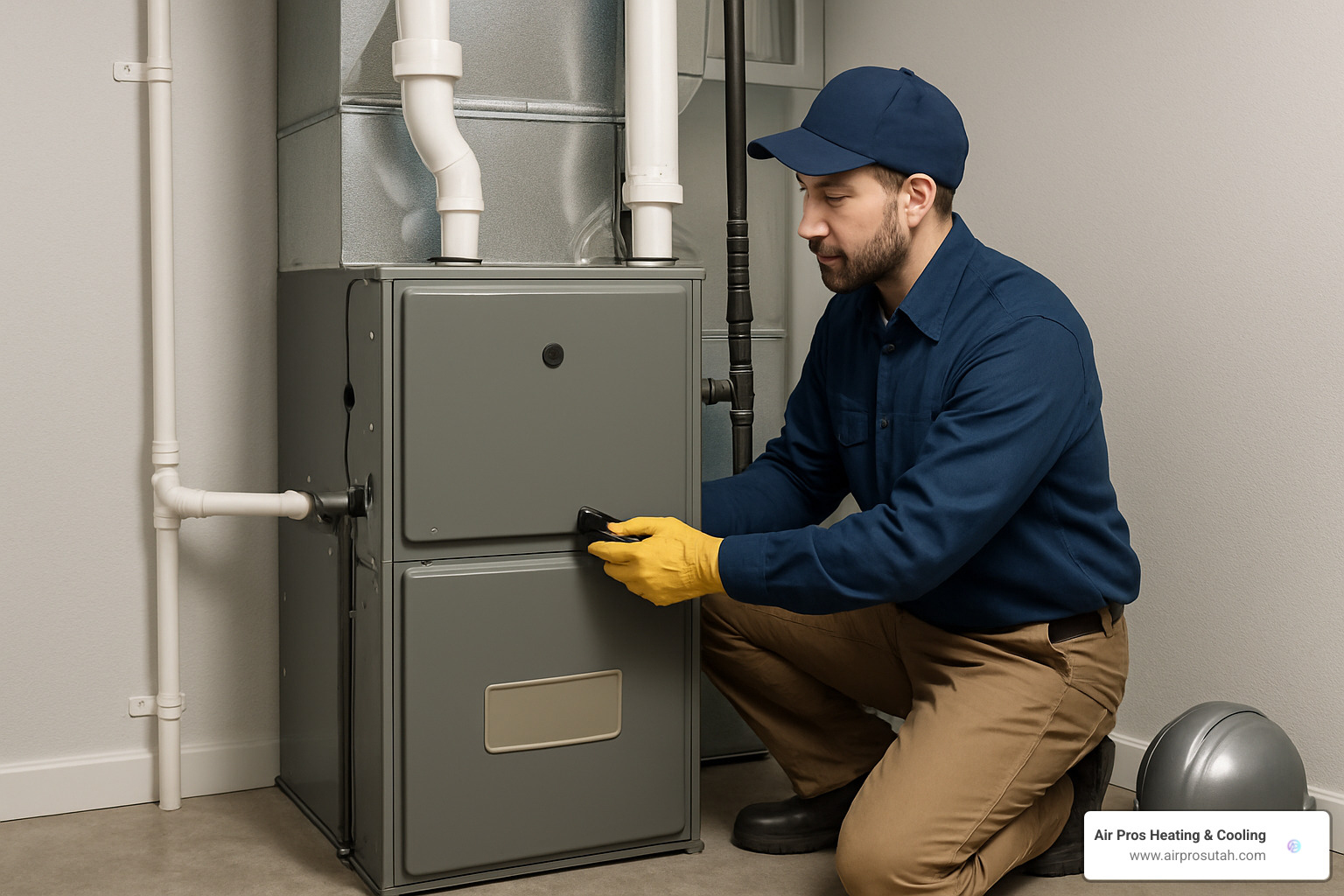 high efficiency gas furnace installation in a Draper home - furnace replacement draper ut