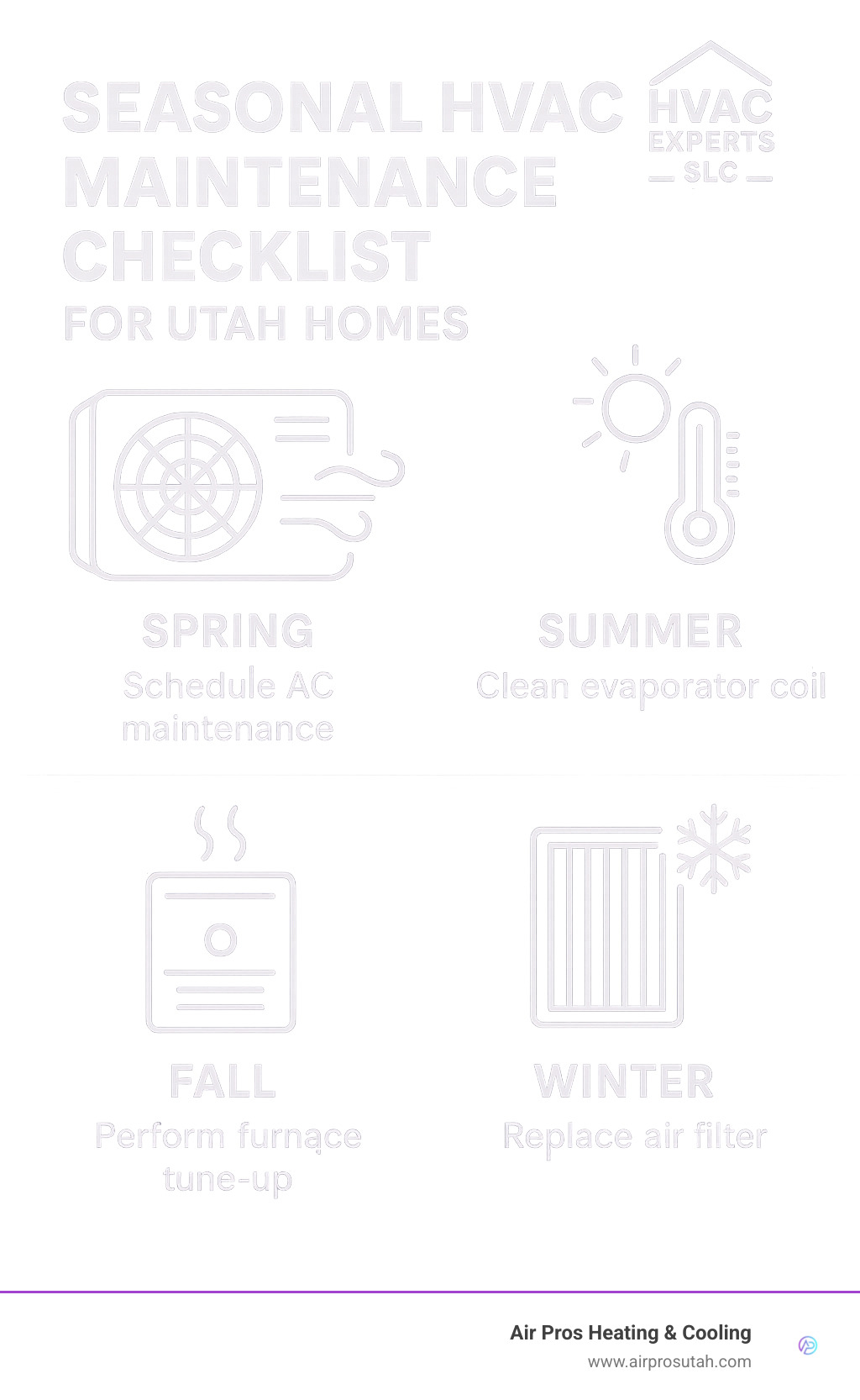 Seasonal HVAC maintenance checklist for Utah homes - HVAC Experts SLC infographic 