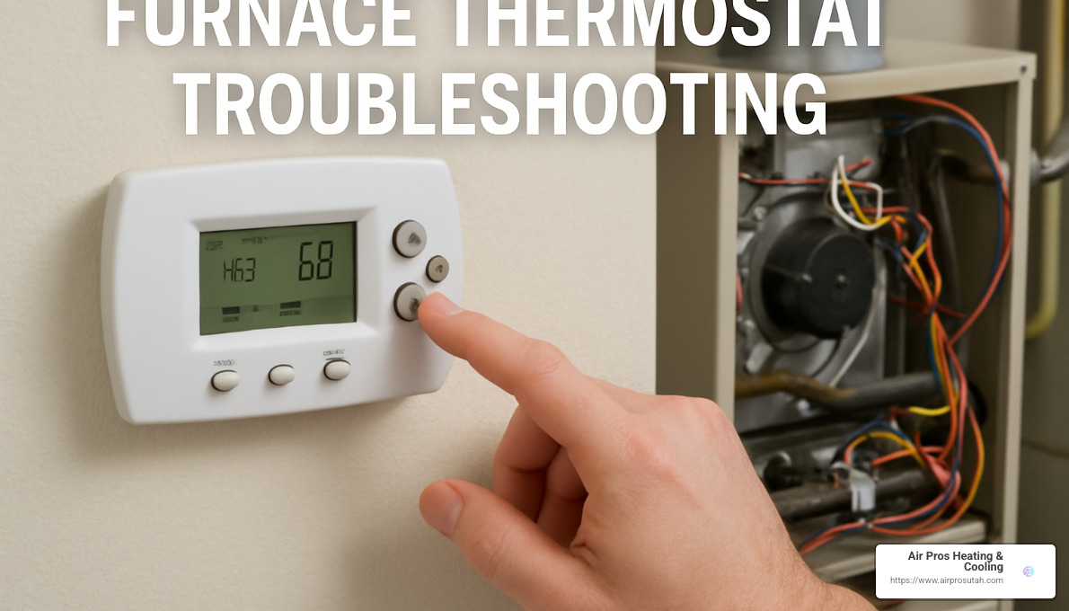 Person checking thermostat batteries and settings - Furnace thermostat troubleshooting