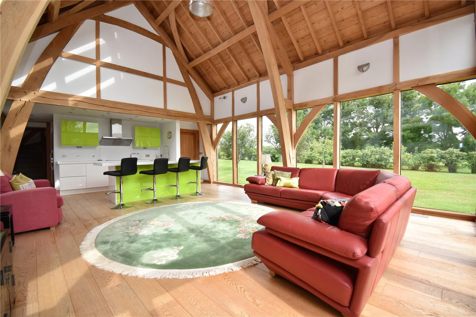 The Annex interior with vaulted oak frame