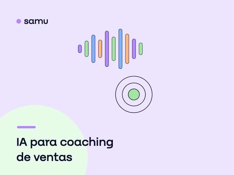 Onda de sonido y un círculo concéntrico verde, junto al título IA para coaching de ventas