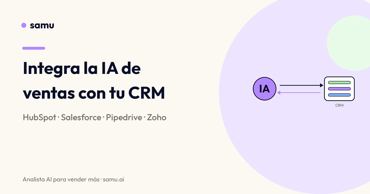 Cómo integrar la IA de ventas con tu CRM — guía de Samu