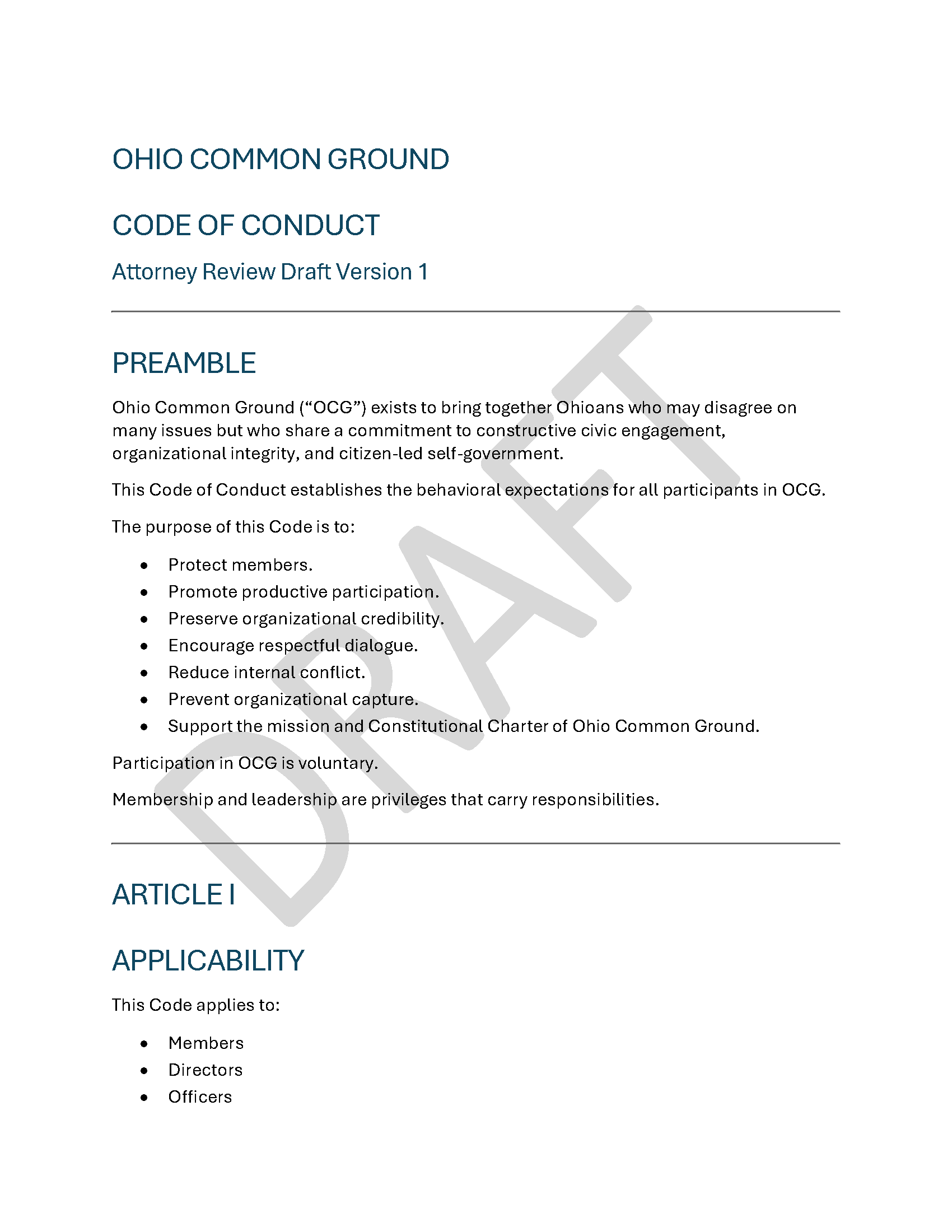 Founding Document Cover Page