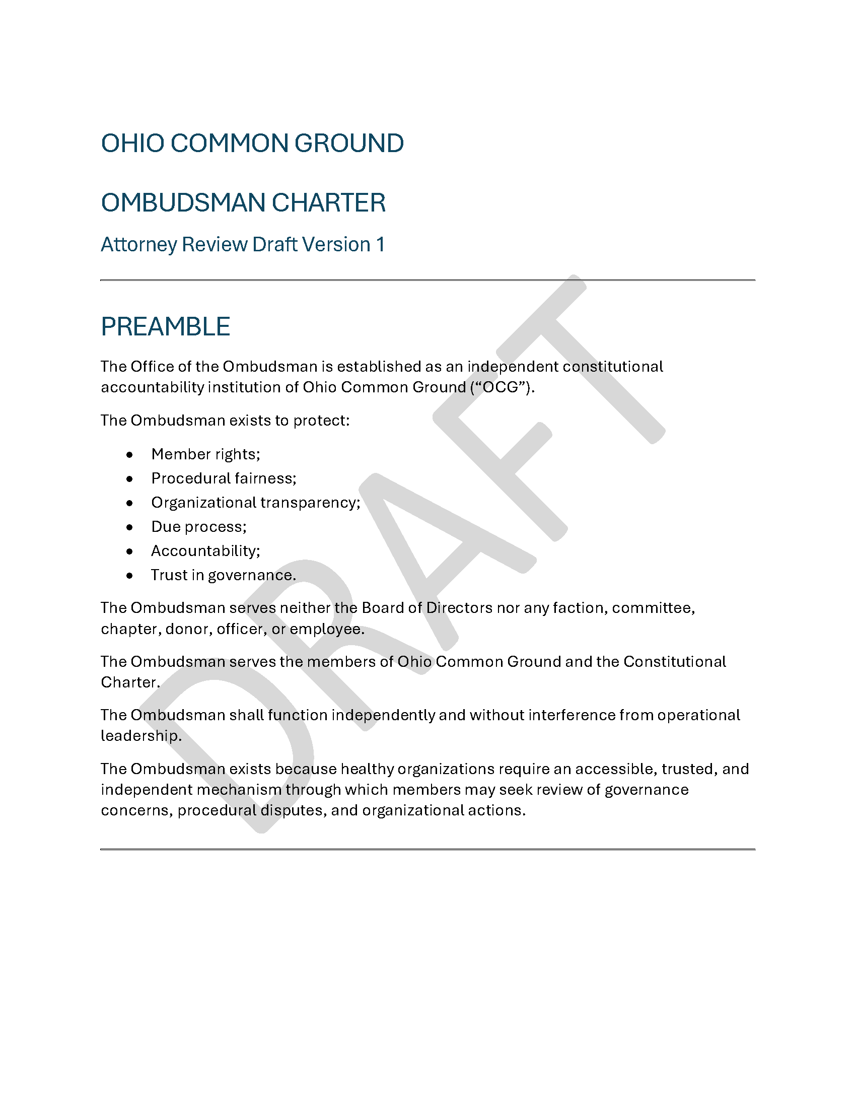 Committee Charter Cover Page