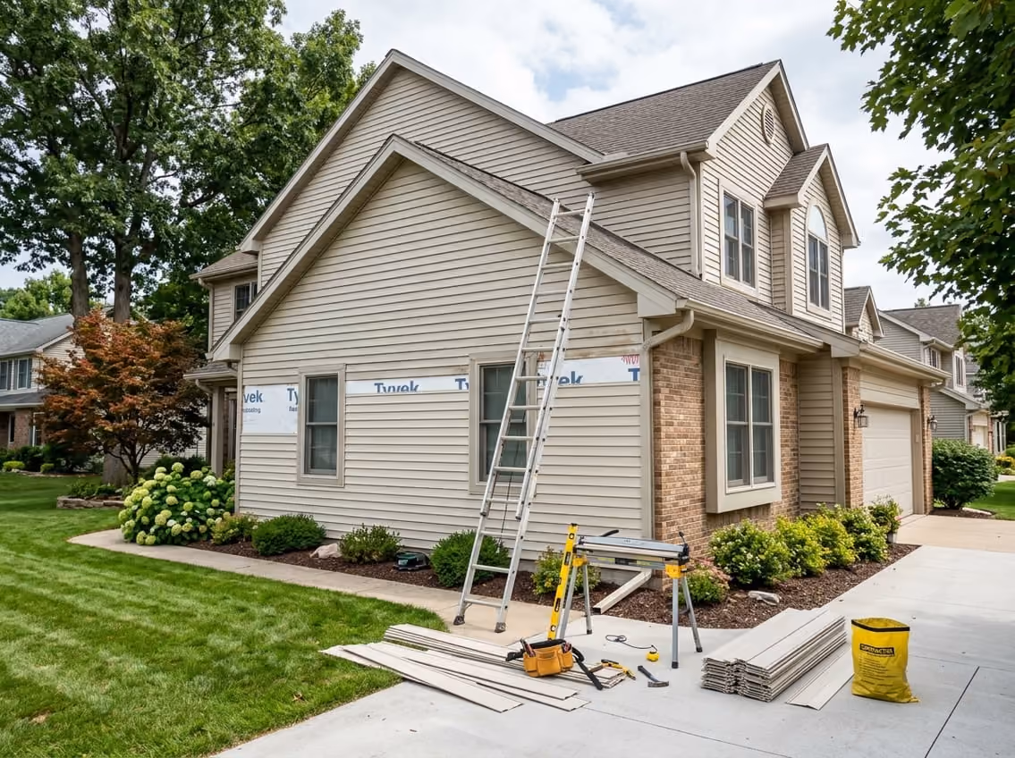 Vinyl siding work on a West Michigan home