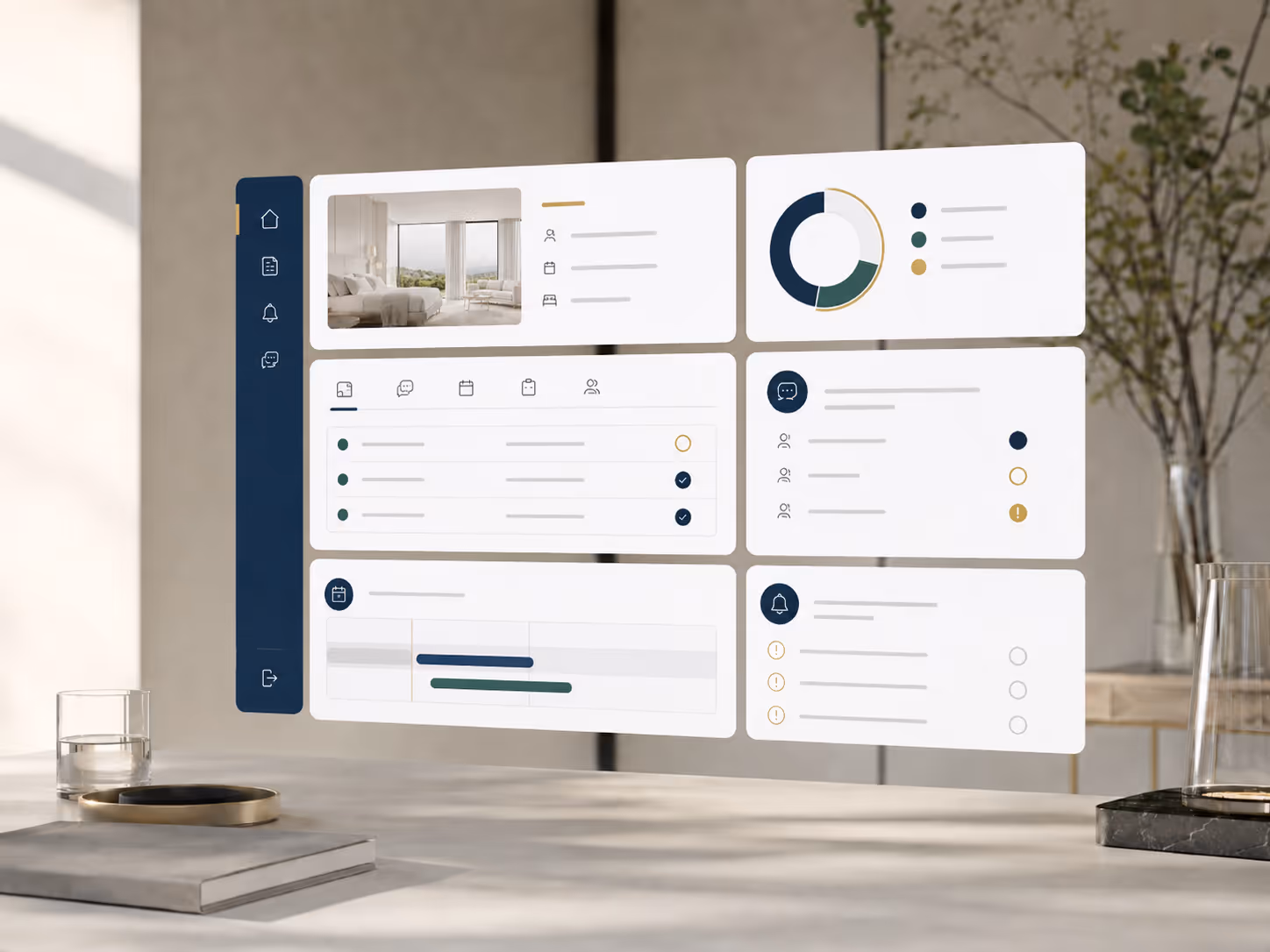 Host view for managing properties, open items, priorities and internal or external execution