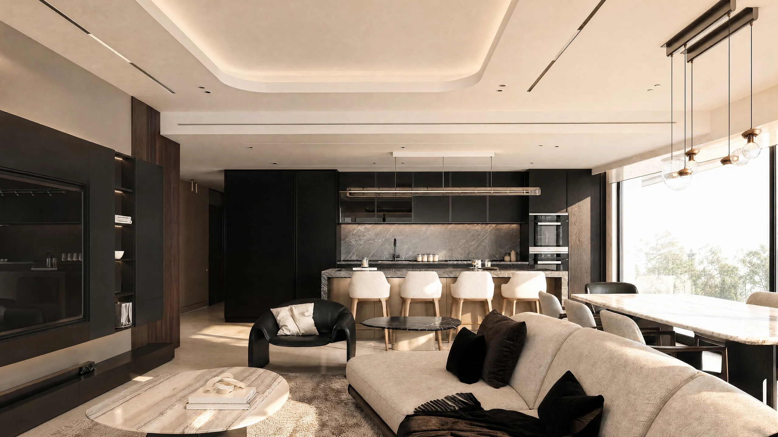 A completed apartment interior at The Grande — visualisation