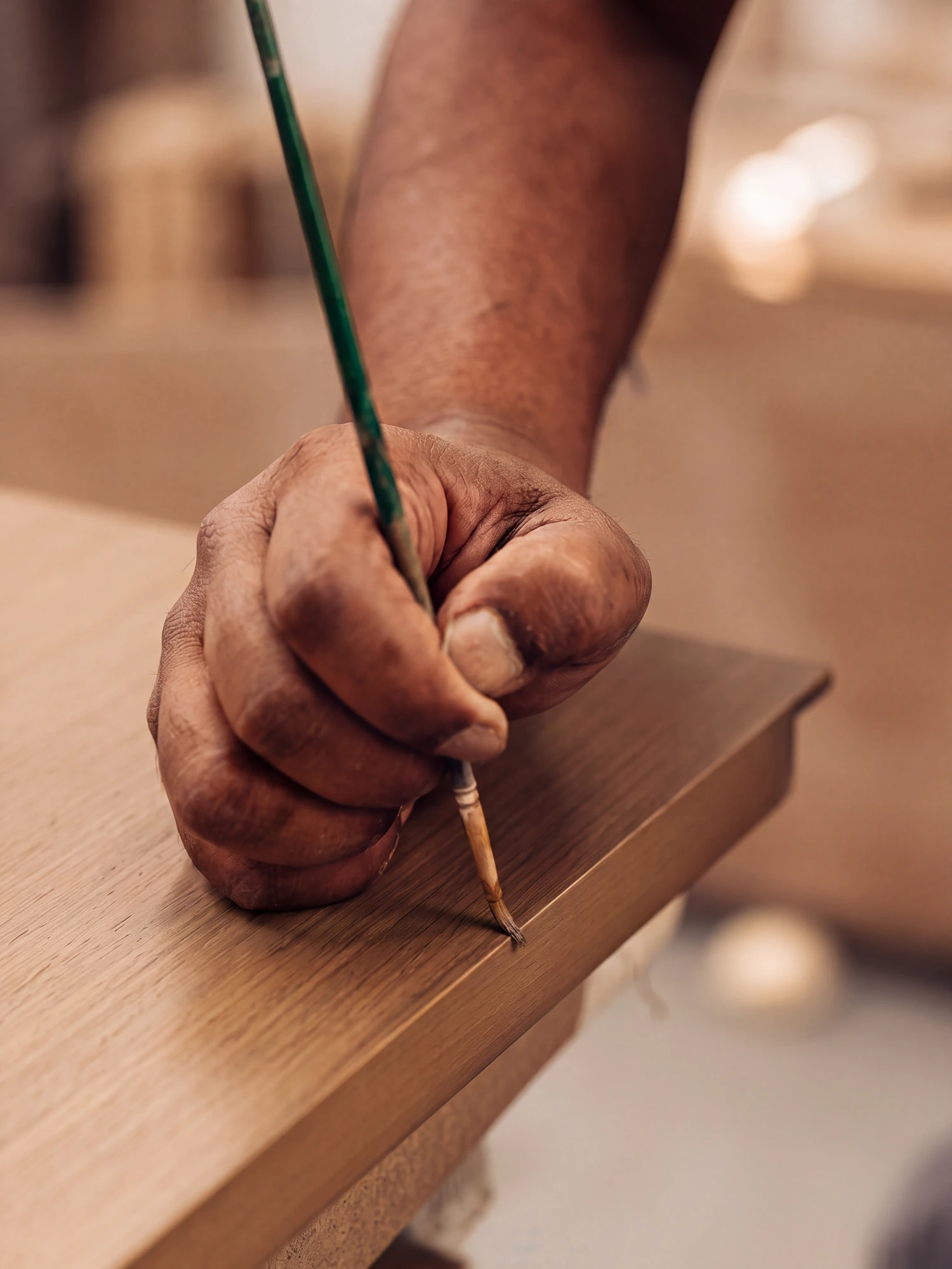 The panel finished by hand in the in-house finishing room