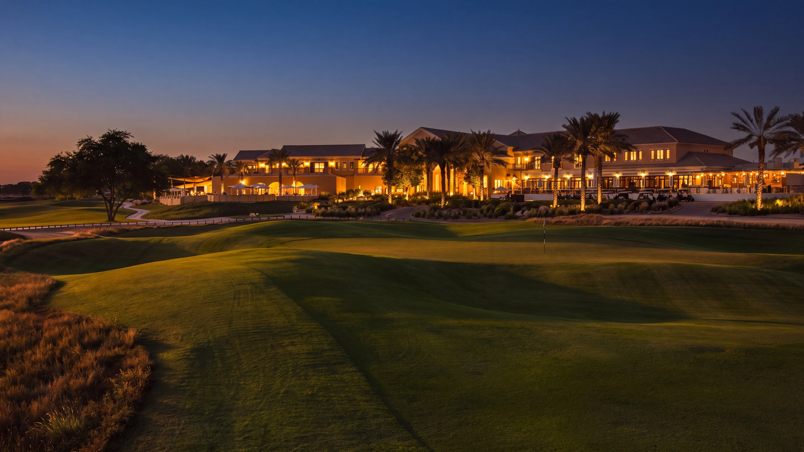 A villa in Arabian Ranches at dusk