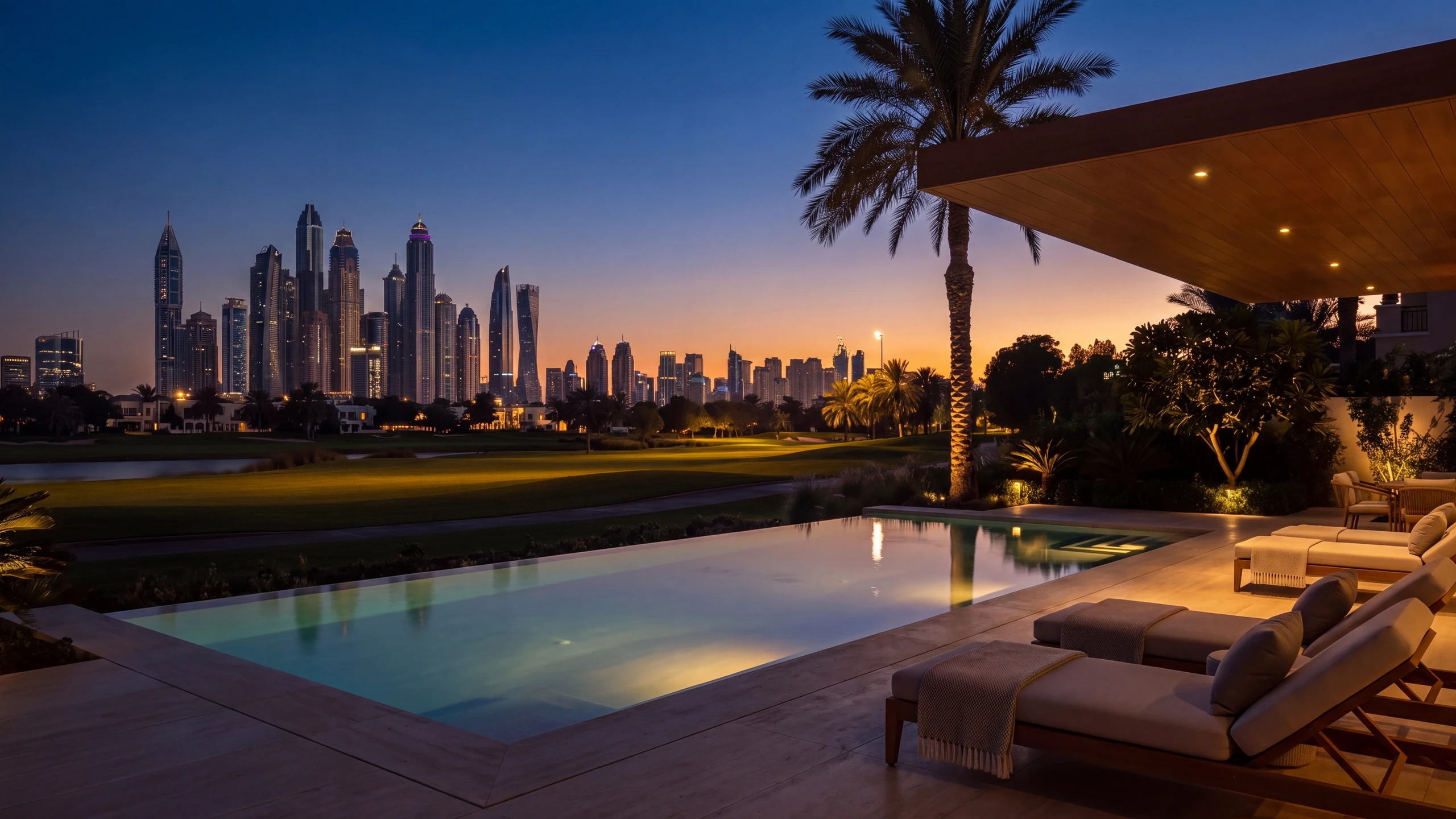 A villa behind the gates of Emirates Hills, screened by mature planting