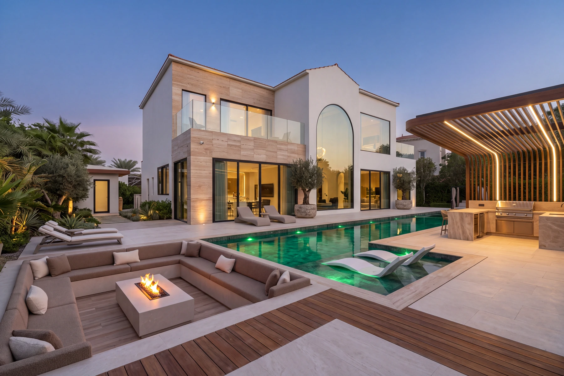 A waterfront villa on Jumeirah Islands with its garden renewed