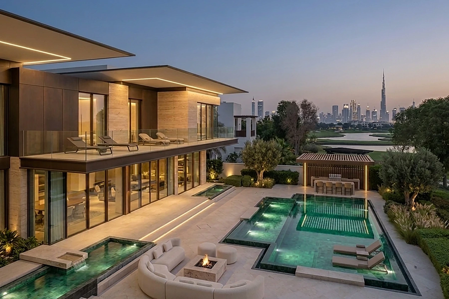 A lake-facing villa in Emirates Hills, remade behind its own gates