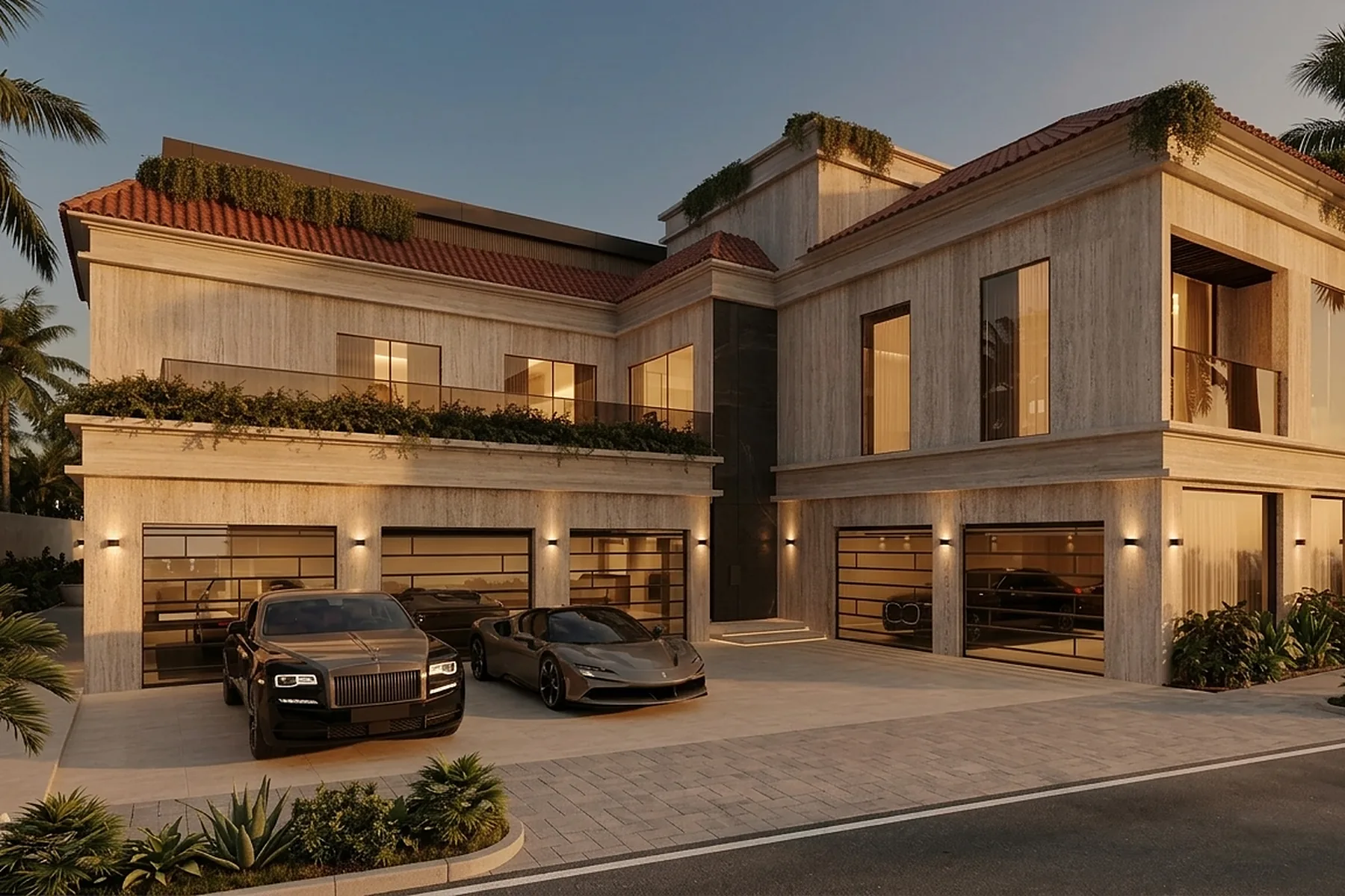 The Redwood villa under construction, shown as an architectural render