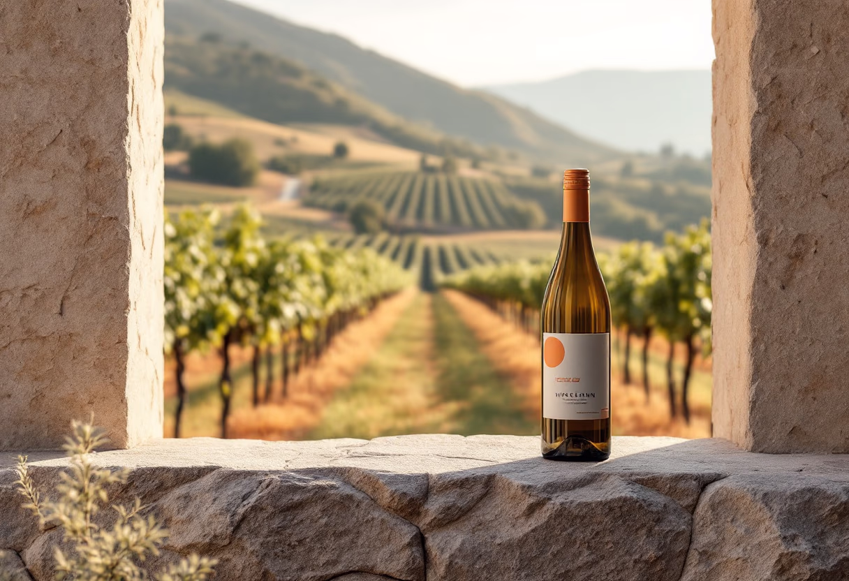 image of wine bottle with vineyard background (for a winery)