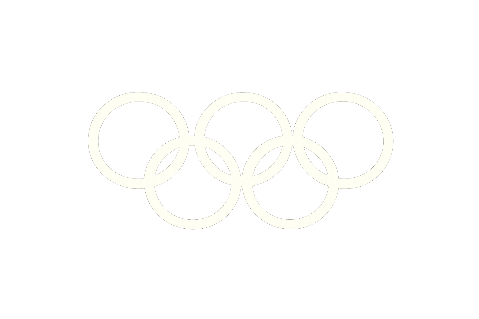 Glowing white outline of the five interlocking Olympic rings on a gray background.