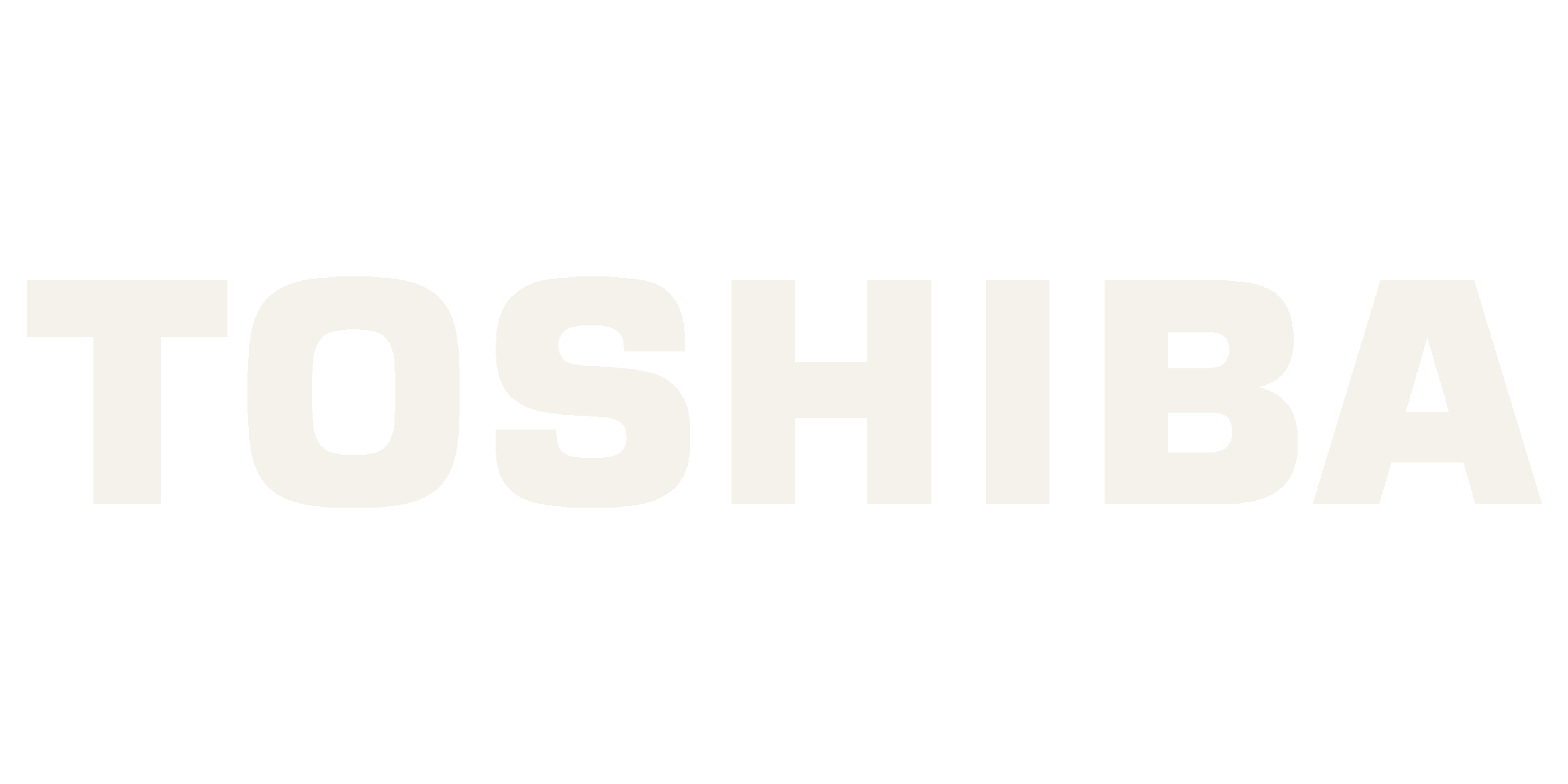 Toshiba brand name in bold white uppercase letters on a black background.