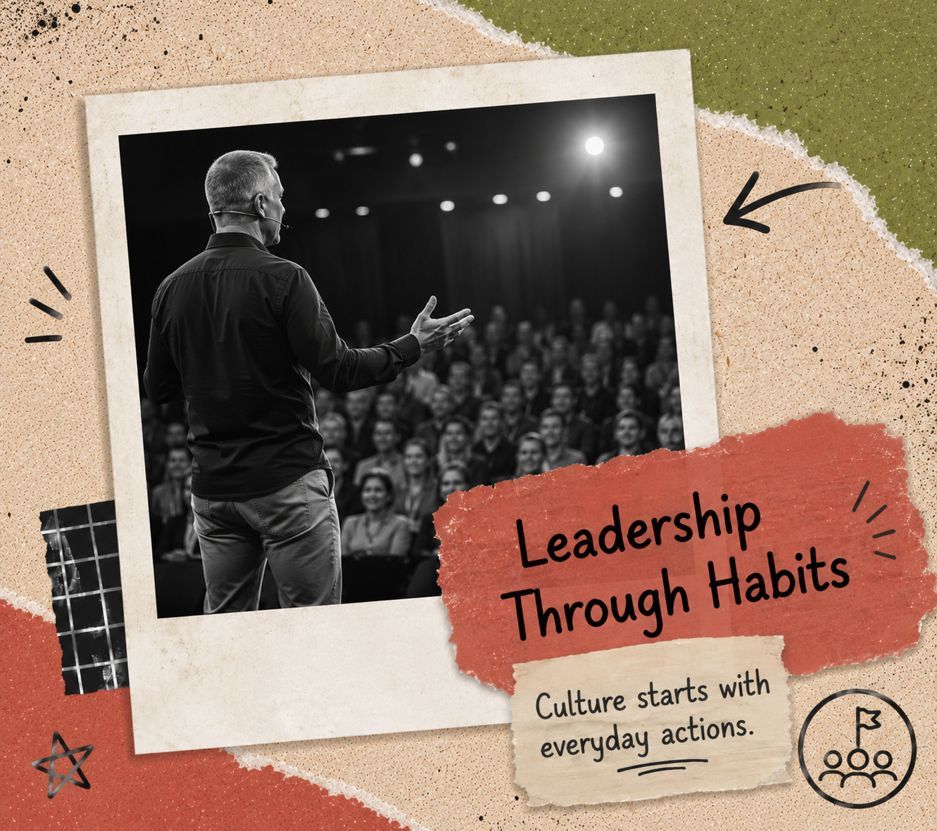 Leadership keynote showing how small daily habits create stronger leaders and workplace culture.