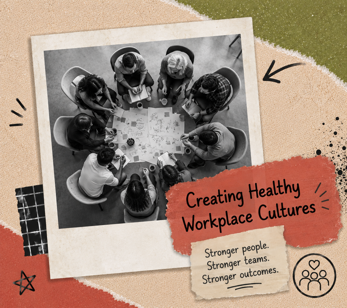 Team workshop focused on creating healthy workplace cultures and improving employee wellbeing.