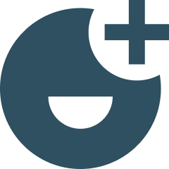 Smiling face icon with a plus sign in the top right corner.